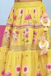 Yellow Cotton Tiered Lehenga Set image number 2