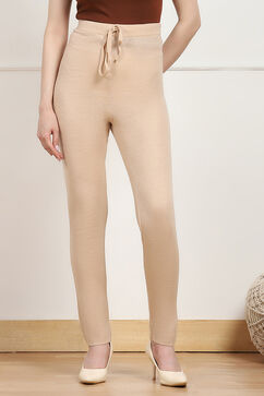 Almond Beige Acrylic Pants image number 4