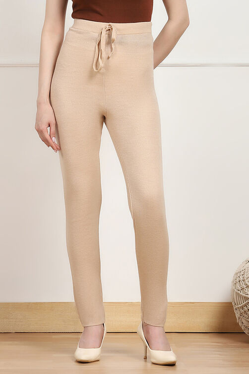 Almond Beige Acrylic Pants image number 4