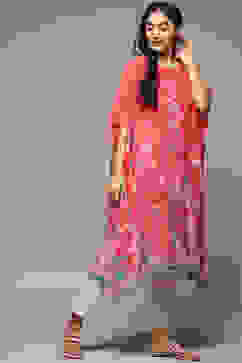 Coral Cotton Blend Straight Printed Kurta image number 0