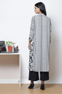 Black Grey LIVA Printed Kurta with Jacket image number 6
