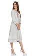 Cream A-Line Cotton And Viscose Yarndyed Dress image number 3