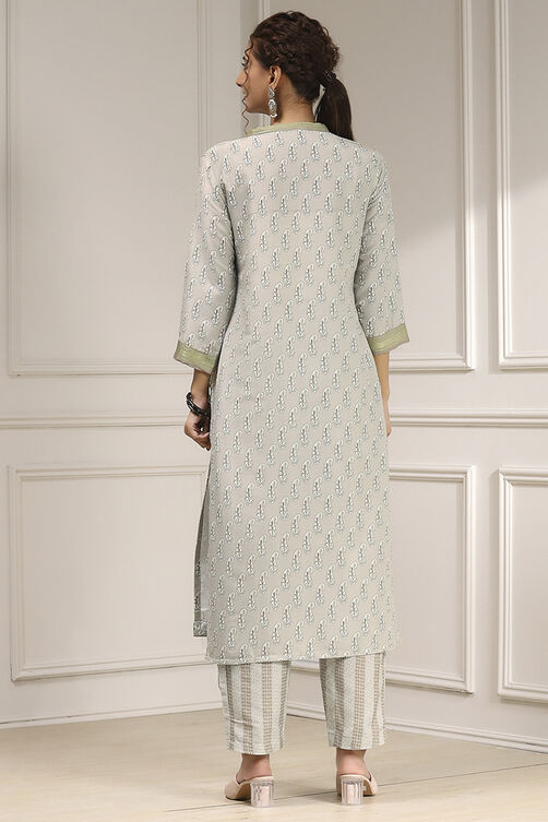 Beige Cotton Modal Digital Print Unstitched Suit Set image number 5