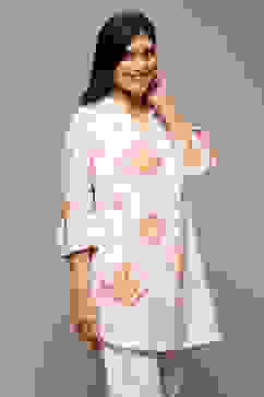 Off White Cotton Printed Shirt image number 3