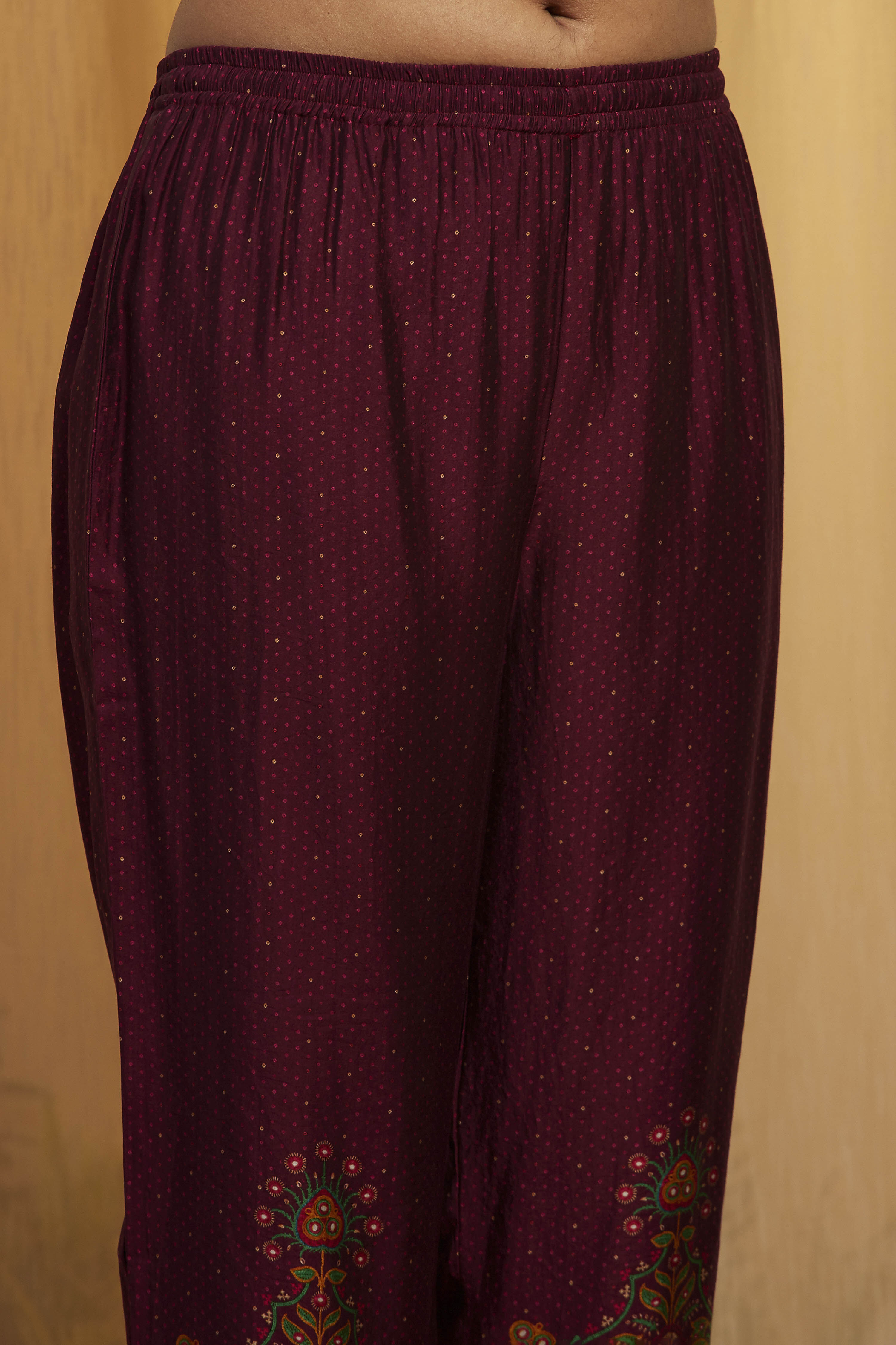 Wine Silk Printed Straight Kurta Set image number 2