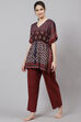 Navy Straight Cotton Two Piece Printed Sleepwear Set image number 3