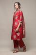 Sap Green Art Silk Straight Kurta Palazzo Suit Set image number 5