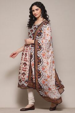 Cream Polyester Anarkali Suit Set image number 4
