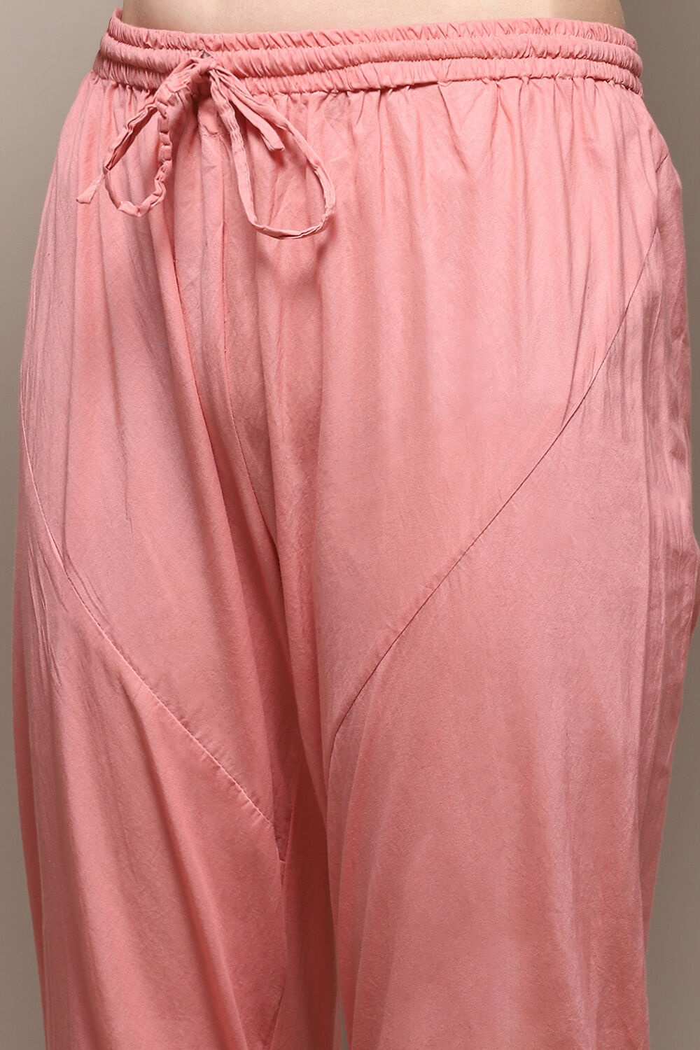 Peach Cotton Blend Layered Kurta Churidar Suit Set image number 2