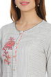 Cream A-Line Cotton And Viscose Yarndyed Dress image number 1