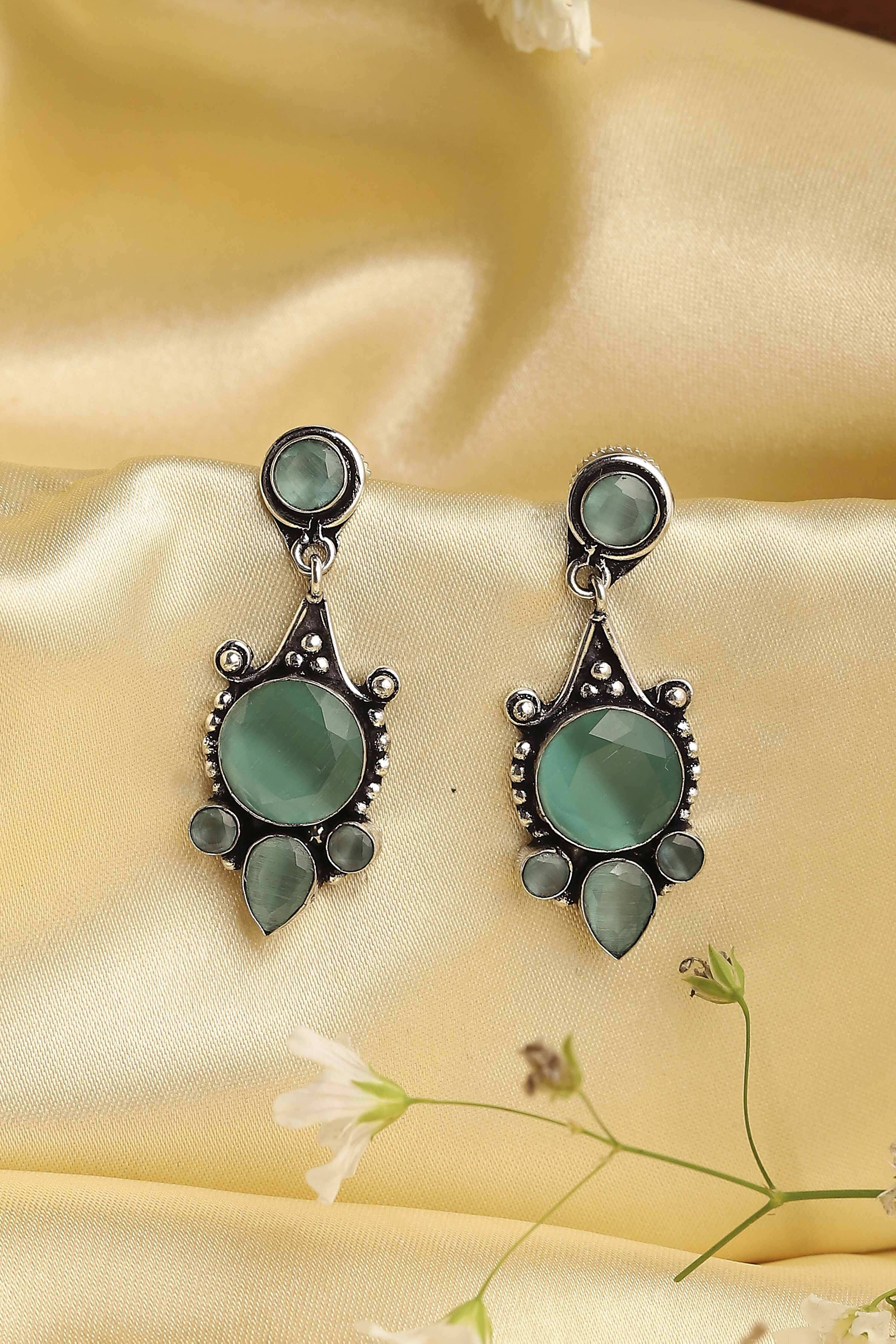 Mint Green Brass Jhumka image number 0