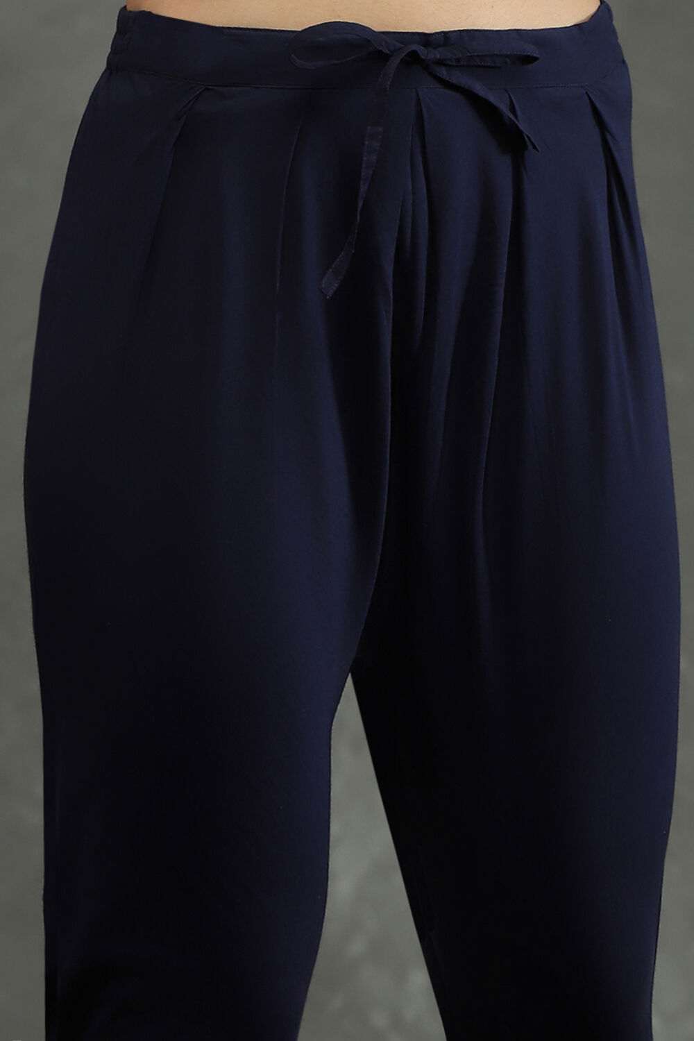 Rohit Bal Indigo Silk Chanderi Floral Anarkali Suit Set image number 2