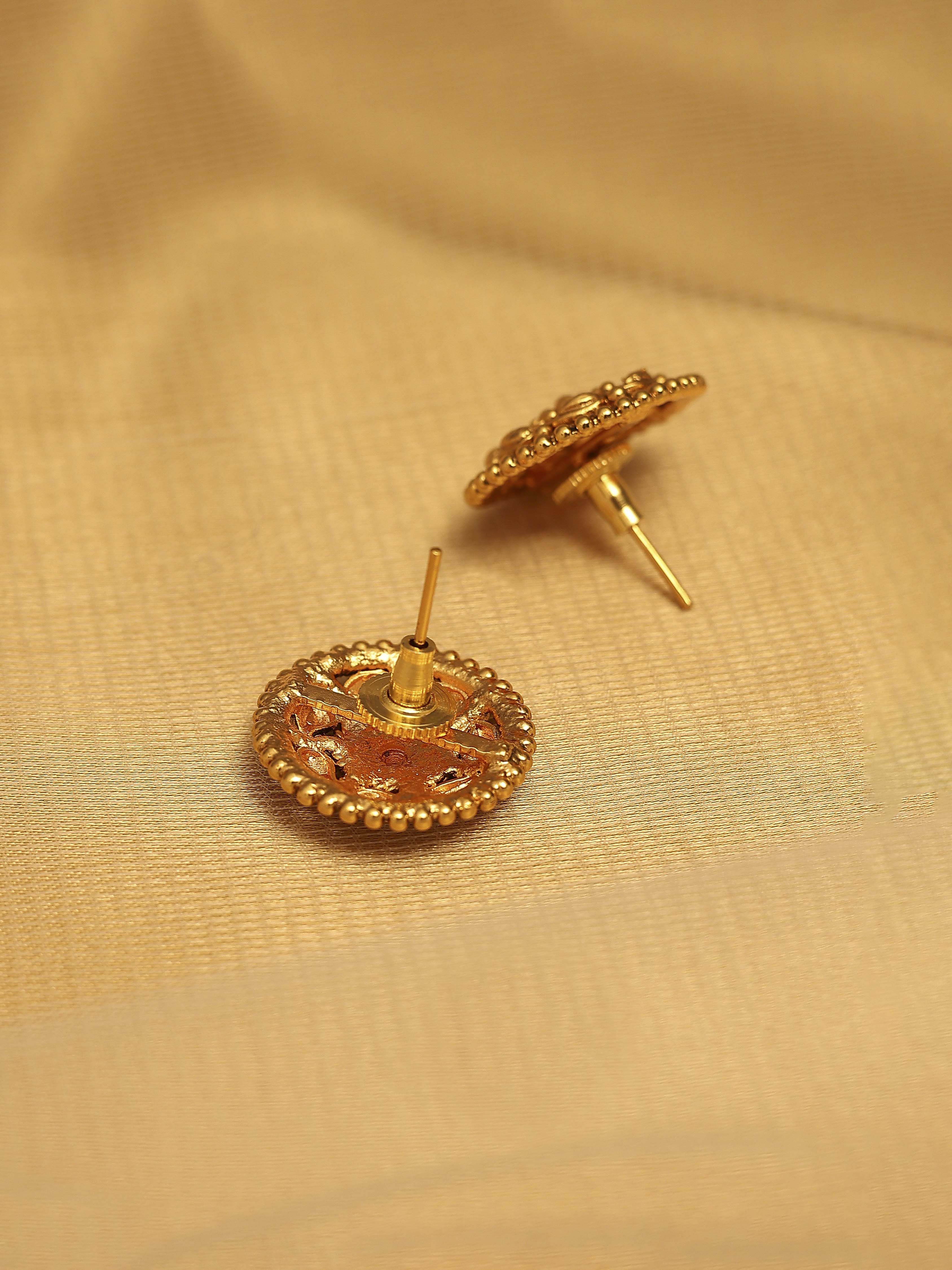Gold Plated Brass Stud Earrings image number 2