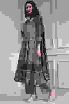 Mud Brown Cotton Printed Anarkali Suit Set image number 3