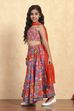 Light Pink Viscose Rayon Flared Printed Lehenga Set image number 3