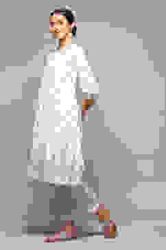 Lavender Cotton Straight Printed Kurta image number 2