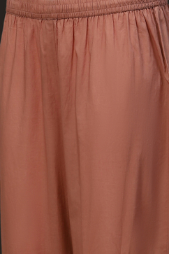 Nude-Peach Organza Embroidered Kalidar Suit Set image number 2