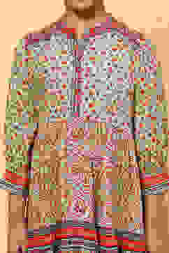 Green Printed Flared Tiered Dress image number 1