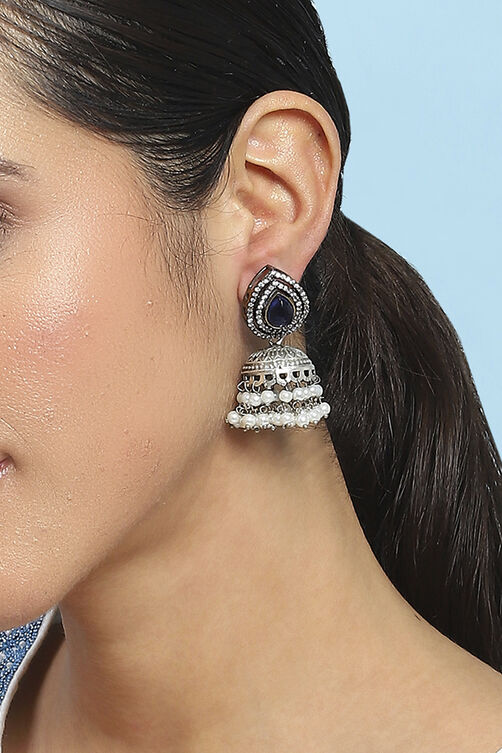 Navy Brass Jhumka image number 1