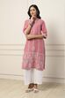 Pink Cotton Straight Kurta image number 5