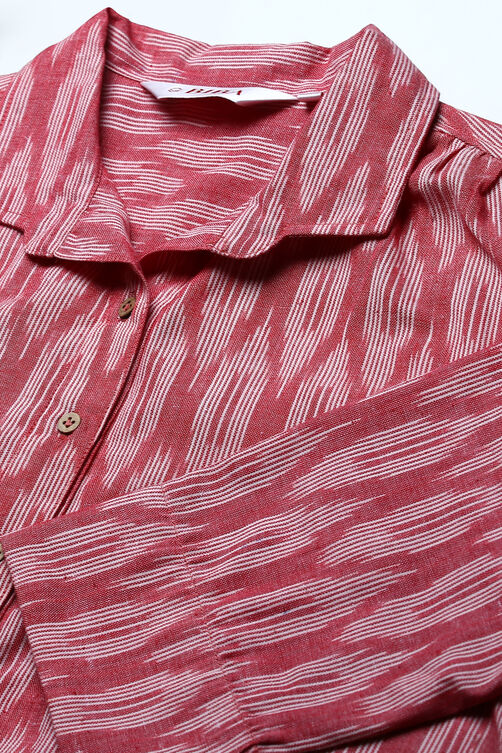 Red Cotton Short Yarndyed Kurti image number 1