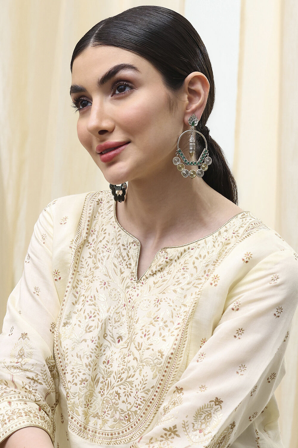 Green Brass Chaandbali image number 3