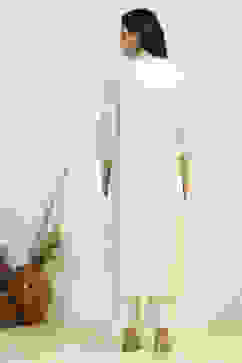 Off White Cotton Hand Embroidered Unstitched Suit Set image number 5