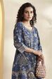 Navy Cotton Straight Kurta image number 1