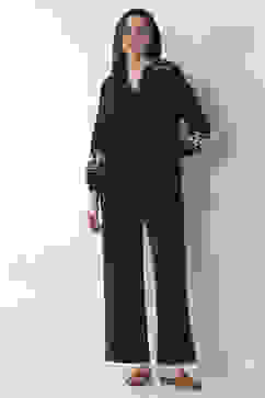 Navy Viscose Rayon Relaxed Pants image number 0