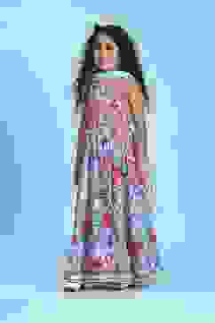 Light Pink Viscose Rayon Flared Printed Lehenga Set image number 3