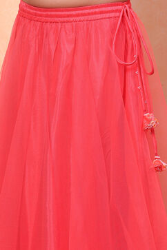Blue and Pink Floral Festive Flared Lehenga Set image number 2