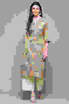 Turquoise Green Polyester Straight Kurta image number 5