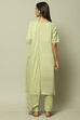 Green Cotton Machine Embroidered Unstitched Suit Set image number 2