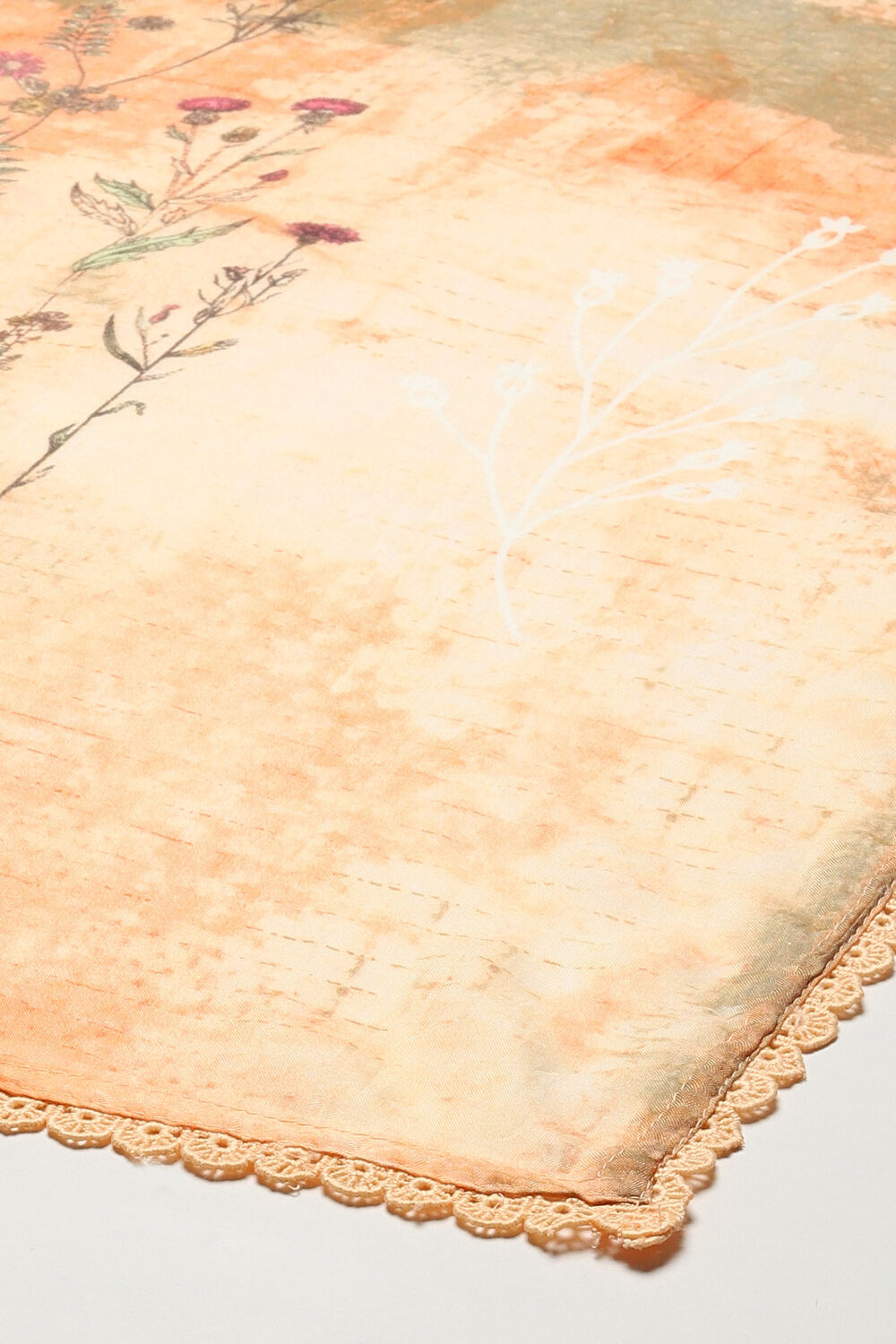 Peach Muslin Lace Unstitched Suit Set image number 4