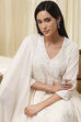 Off-White Cotton Embroidered Gathered Suit Set image number 1