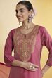 Turquoise Viscose Rayon Embroidered Straight Kurta Set image number 1