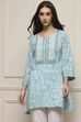 Aqua Blue Rayon Printed Kurti