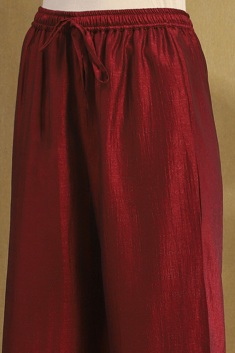 Red Polyester Straight Palazzo Pants image number 1