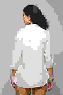 Off White LIVA Straight Solid Embroidered Top image number 3