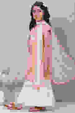 Peach Cotton Garara Kurta Sharara Suit Set image number 5