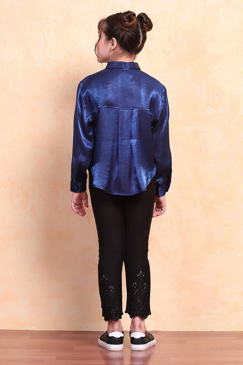 Blue Viscose Blend Shirt Set image number 4