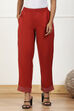 Rust Solid Mid-Rise Straight Palazzo Pants image number 4