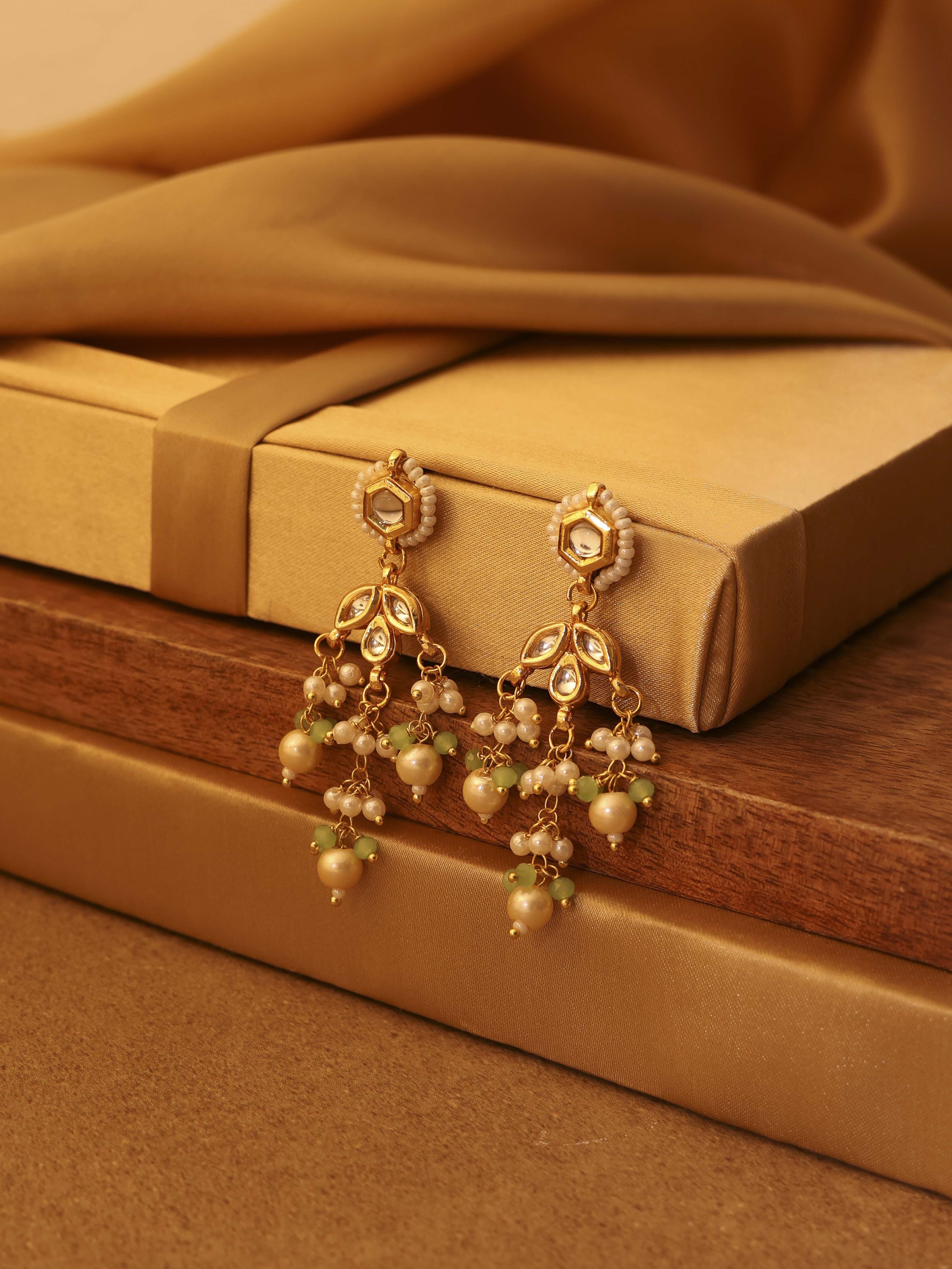 White Gold Plated Brass Drop Earrings image number 2