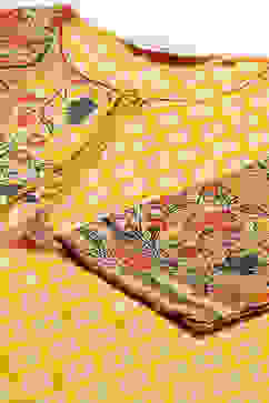 Yellow Cotton Straight Kurta Slim Pants Suit Set image number 1