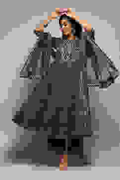 Indigo Cotton Anarkali Kurta Palazzo Suit Set image number 0