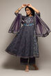 Indigo Cotton Anarkali Kurta Palazzo Suit Set image number 0
