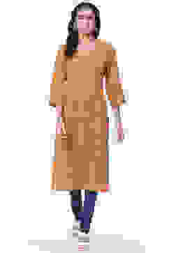 Orange Cotton A-Line Kurta image number 0