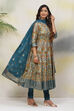 Fuchsia Cotton Anarkali Kurta Churidar Suit Set image number 6