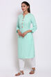 Aqua Rayon Straight Kurta image number 2