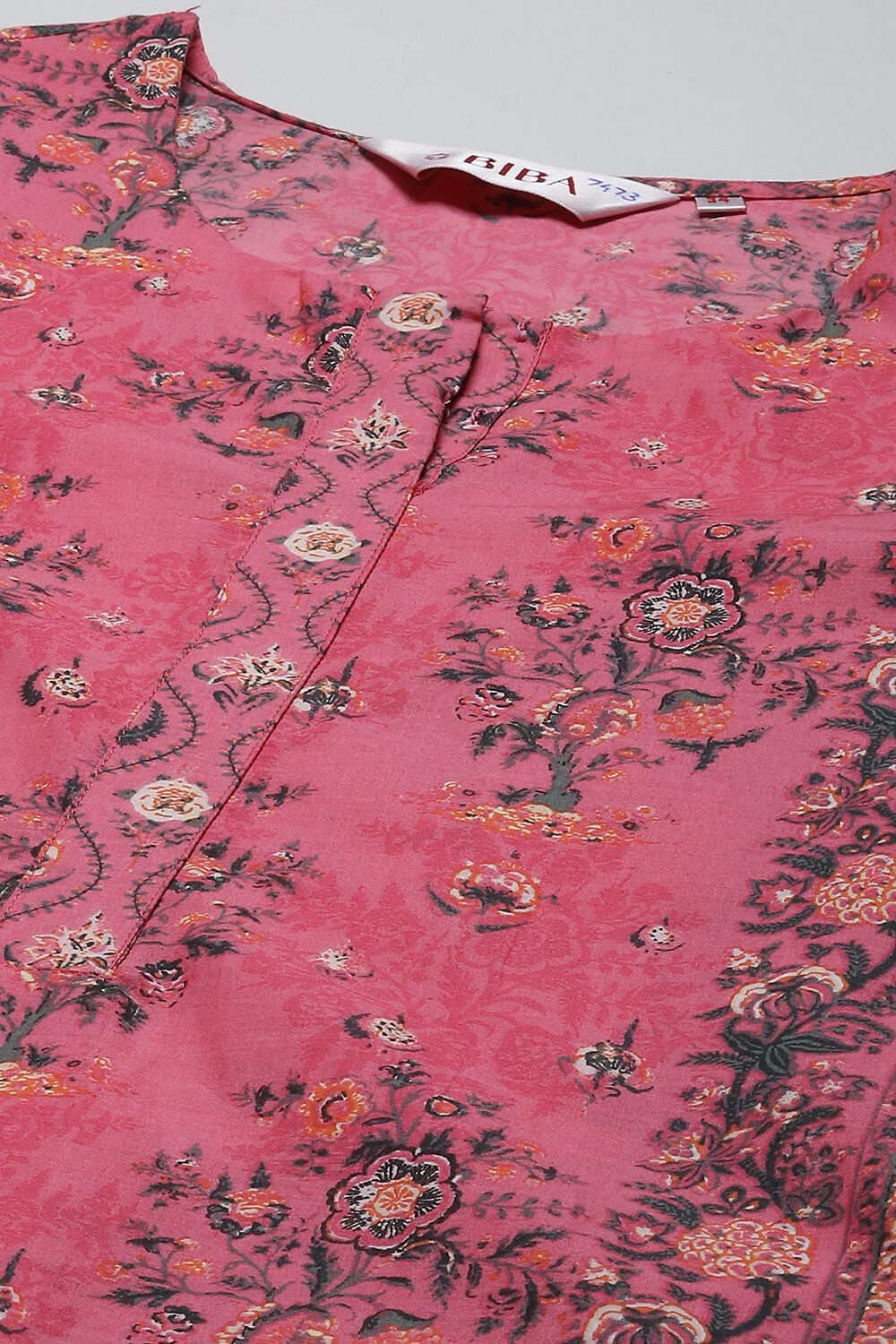 Pink Cotton Straight Kurta Slim Pant Suit Set image number 1